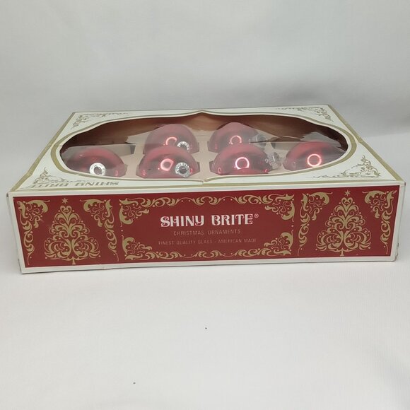 MCM Christmas Ornament Set Of 10 With Original Box Pink Glass Shiny Brite 1950s - Picture 13 of 14